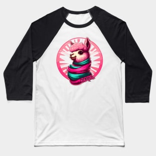 Cute pink llama in mexican rebozo Baseball T-Shirt